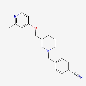 B2385845 4-[[3-[(2-Methylpyridin-4-yl)oxymethyl]piperidin-1-yl]methyl]benzonitrile CAS No. 2379996-78-6