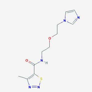 molecular formula C11H15N5O2S B2385886 N-(2-(2-(1H-imidazol-1-yl)ethoxy)ethyl)-4-methyl-1,2,3-thiadiazole-5-carboxamide CAS No. 2034390-38-8