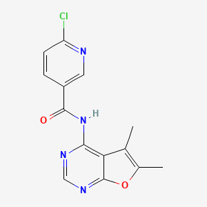 molecular formula C14H11ClN4O2 B2385887 6-chloro-N-{5,6-dimethylfuro[2,3-d]pyrimidin-4-yl}pyridine-3-carboxamide CAS No. 1808660-62-9