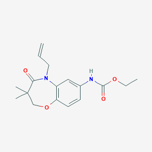 molecular formula C17H22N2O4 B2385933 Ethyl (5-allyl-3,3-dimethyl-4-oxo-2,3,4,5-tetrahydrobenzo[b][1,4]oxazepin-7-yl)carbamate CAS No. 921546-12-5