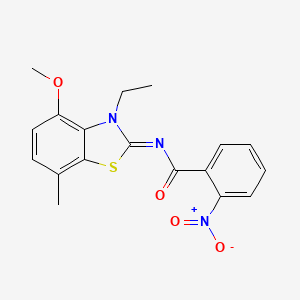 molecular formula C18H17N3O4S B2385960 N-(3-ethyl-4-methoxy-7-methyl-1,3-benzothiazol-2-ylidene)-2-nitrobenzamide CAS No. 868370-44-9