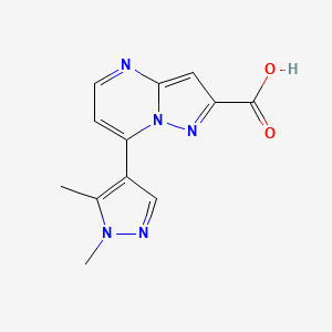 molecular formula C12H11N5O2 B2385989 7-(1,5-dimethyl-1H-pyrazol-4-yl)pyrazolo[1,5-a]pyrimidine-2-carboxylic acid CAS No. 957489-92-8