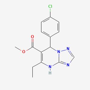 molecular formula C15H15ClN4O2 B2385990 Methyl 7-(4-chlorophenyl)-5-ethyl-4,7-dihydro-[1,2,4]triazolo[1,5-a]pyrimidine-6-carboxylate CAS No. 725217-28-7