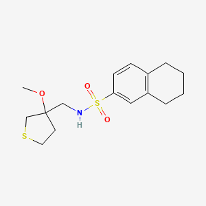 molecular formula C16H23NO3S2 B2385994 N-[(3-METHOXYTHIOLAN-3-YL)METHYL]-5,6,7,8-TETRAHYDRONAPHTHALENE-2-SULFONAMIDE CAS No. 1448058-64-7