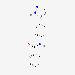 molecular formula C16H13N3O B2386011 N-(4-(1H-pyrazol-3-yl)phenyl)benzamide CAS No. 263257-72-3