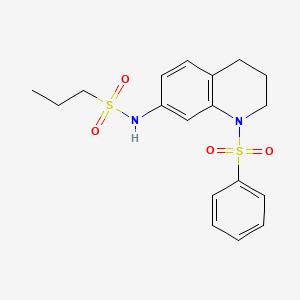 molecular formula C18H22N2O4S2 B2386074 N-(1-(phenylsulfonyl)-1,2,3,4-tetrahydroquinolin-7-yl)propane-1-sulfonamide CAS No. 950474-81-4