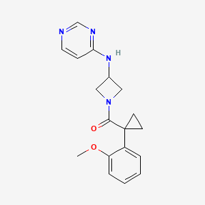 molecular formula C18H20N4O2 B2386093 N-{1-[1-(2-methoxyphenyl)cyclopropanecarbonyl]azetidin-3-yl}pyrimidin-4-amine CAS No. 2097917-53-6