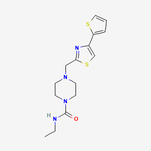 molecular formula C15H20N4OS2 B2386113 N-ethyl-4-((4-(thiophen-2-yl)thiazol-2-yl)methyl)piperazine-1-carboxamide CAS No. 1105238-35-4