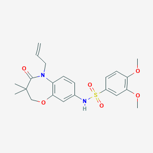 molecular formula C22H26N2O6S B2386157 N-(5-allyl-3,3-dimethyl-4-oxo-2,3,4,5-tetrahydrobenzo[b][1,4]oxazepin-8-yl)-3,4-dimethoxybenzenesulfonamide CAS No. 922048-84-8
