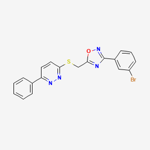 B2386170 3-({[3-(3-Bromophenyl)-1,2,4-oxadiazol-5-yl]methyl}thio)-6-phenylpyridazine CAS No. 1111290-53-9