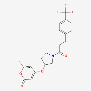 6-methyl-4-((1-(3-(4-(trifluoromethyl)phenyl)propanoyl)pyrrolidin-3-yl)oxy)-2H-pyran-2-one