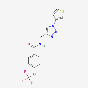 molecular formula C15H11F3N4O2S B2386190 N-((1-(thiophen-3-yl)-1H-1,2,3-triazol-4-yl)methyl)-4-(trifluoromethoxy)benzamide CAS No. 2034463-38-0