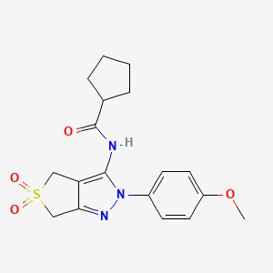 molecular formula C18H21N3O4S B2386211 N-(2-(4-methoxyphenyl)-5,5-dioxido-4,6-dihydro-2H-thieno[3,4-c]pyrazol-3-yl)cyclopentanecarboxamide CAS No. 450337-61-8