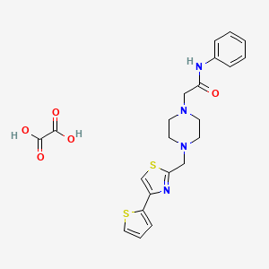 molecular formula C22H24N4O5S2 B2386225 N-phenyl-2-(4-((4-(thiophen-2-yl)thiazol-2-yl)methyl)piperazin-1-yl)acetamide oxalate CAS No. 1215606-77-1