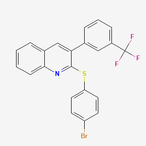 molecular formula C22H13BrF3NS B2386237 2-[(4-Bromophenyl)sulfanyl]-3-[3-(trifluoromethyl)phenyl]quinoline CAS No. 339103-53-6