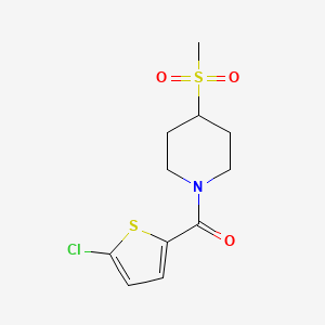 molecular formula C11H14ClNO3S2 B2386257 (5-Chlorothiophen-2-yl)(4-(methylsulfonyl)piperidin-1-yl)methanone CAS No. 1448067-19-3
