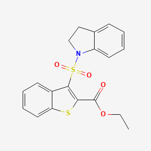 molecular formula C19H17NO4S2 B2386267 ethyl 3-(2,3-dihydro-1H-indol-1-ylsulfonyl)-1-benzothiophene-2-carboxylate CAS No. 932354-82-0