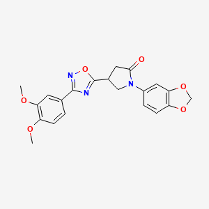 molecular formula C21H19N3O6 B2386268 1-(2H-1,3-benzodioxol-5-yl)-4-[3-(3,4-dimethoxyphenyl)-1,2,4-oxadiazol-5-yl]pyrrolidin-2-one CAS No. 1021253-14-4