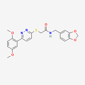 molecular formula C22H21N3O5S B2386274 N-(benzo[d][1,3]dioxol-5-ylmethyl)-2-((6-(2,5-dimethoxyphenyl)pyridazin-3-yl)thio)acetamide CAS No. 899968-59-3