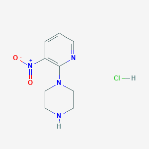 molecular formula C9H13ClN4O2 B2386286 1-(3-Nitropyridin-2-yl)piperazine hydrochloride CAS No. 1185306-94-8