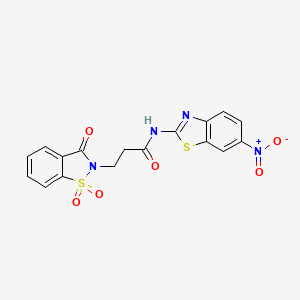 3-(1,1-dioxido-3-oxobenzo[d]isothiazol-2(3H)-yl)-N-(6-nitrobenzo[d]thiazol-2-yl)propanamide