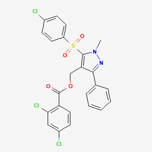 {5-[(4-chlorophenyl)sulfonyl]-1-methyl-3-phenyl-1H-pyrazol-4-yl}methyl 2,4-dichlorobenzenecarboxylate