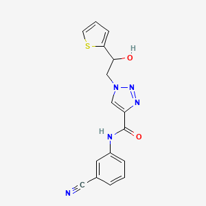 molecular formula C16H13N5O2S B2386325 N-(3-cyanophenyl)-1-(2-hydroxy-2-(thiophen-2-yl)ethyl)-1H-1,2,3-triazole-4-carboxamide CAS No. 1396680-33-3