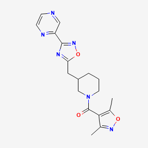 (3,5-Dimethylisoxazol-4-yl)(3-((3-(pyrazin-2-yl)-1,2,4-oxadiazol-5-yl)methyl)piperidin-1-yl)methanone