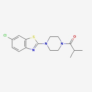 molecular formula C15H18ClN3OS B2386337 1-[4-(6-Chloro-1,3-benzothiazol-2-yl)piperazin-1-yl]-2-methylpropan-1-one CAS No. 897471-78-2
