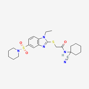 molecular formula C23H31N5O3S2 B2386338 N-(1-cyanocyclohexyl)-2-{[1-ethyl-5-(piperidine-1-sulfonyl)-1H-1,3-benzodiazol-2-yl]sulfanyl}acetamide CAS No. 877166-38-6
