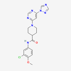 molecular formula C19H20ClN7O2 B2386343 1-(6-(1H-1,2,4-triazol-1-yl)pyrimidin-4-yl)-N-(3-chloro-4-methoxyphenyl)piperidine-4-carboxamide CAS No. 1797695-97-6