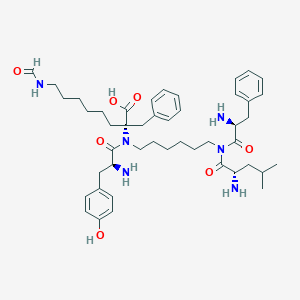 molecular formula C46H66N6O7 B238637 Formyl-aminohexyl-leucyl-phenylalanyl-aminohexyl-tyrosyl-phenylalanine CAS No. 134283-52-6