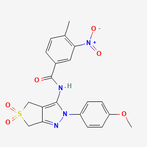 molecular formula C20H18N4O6S B2386377 N-[2-(4-methoxyphenyl)-5,5-dioxo-2H,4H,6H-5lambda6-thieno[3,4-c]pyrazol-3-yl]-4-methyl-3-nitrobenzamide CAS No. 450338-05-3