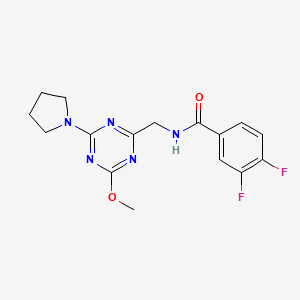 3,4-difluoro-N-((4-methoxy-6-(pyrrolidin-1-yl)-1,3,5-triazin-2-yl)methyl)benzamide