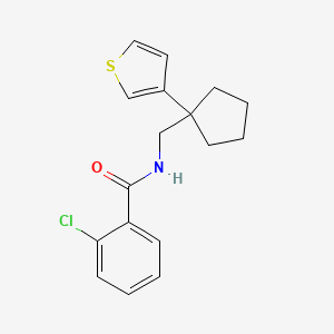 2-chloro-N-((1-(thiophen-3-yl)cyclopentyl)methyl)benzamide