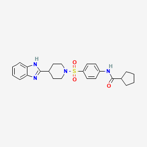molecular formula C24H28N4O3S B2386429 N-(4-((4-(1H-benzo[d]imidazol-2-yl)piperidin-1-yl)sulfonyl)phenyl)cyclopentanecarboxamide CAS No. 886888-24-0