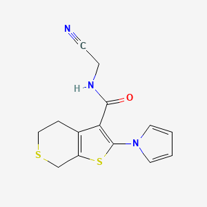 molecular formula C14H13N3OS2 B2386440 N-(cyanomethyl)-2-(1H-pyrrol-1-yl)-4H,5H,7H-thieno[2,3-c]thiopyran-3-carboxamide CAS No. 1311732-06-5