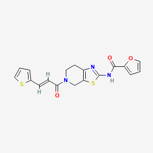 molecular formula C18H15N3O3S2 B2386456 (E)-N-(5-(3-(thiophen-2-yl)acryloyl)-4,5,6,7-tetrahydrothiazolo[5,4-c]pyridin-2-yl)furan-2-carboxamide CAS No. 1351664-83-9