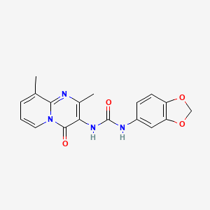 molecular formula C18H16N4O4 B2386459 1-(benzo[d][1,3]dioxol-5-yl)-3-(2,9-dimethyl-4-oxo-4H-pyrido[1,2-a]pyrimidin-3-yl)urea CAS No. 1060327-94-7