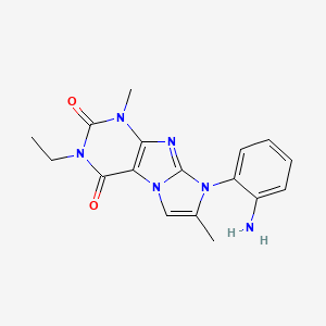 molecular formula C17H18N6O2 B2386461 8-(2-aminophenyl)-3-ethyl-1,7-dimethyl-1H-imidazo[2,1-f]purine-2,4(3H,8H)-dione CAS No. 915915-90-1
