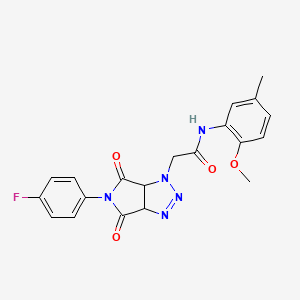 molecular formula C20H18FN5O4 B2386467 2-(5-(4-fluorophenyl)-4,6-dioxo-4,5,6,6a-tetrahydropyrrolo[3,4-d][1,2,3]triazol-1(3aH)-yl)-N-(2-methoxy-5-methylphenyl)acetamide CAS No. 1008930-29-7