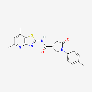 molecular formula C20H20N4O2S B2386468 N-(5,7-dimethylthiazolo[4,5-b]pyridin-2-yl)-5-oxo-1-(p-tolyl)pyrrolidine-3-carboxamide CAS No. 1020968-30-2