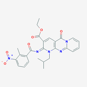molecular formula C26H25N5O6 B2386476 ethyl 6-(2-methyl-3-nitrobenzoyl)imino-7-(2-methylpropyl)-2-oxo-1,7,9-triazatricyclo[8.4.0.03,8]tetradeca-3(8),4,9,11,13-pentaene-5-carboxylate CAS No. 534577-45-2