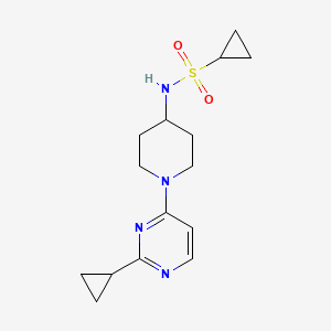 molecular formula C15H22N4O2S B2386487 N-[1-(2-Cyclopropylpyrimidin-4-yl)piperidin-4-yl]cyclopropanesulfonamide CAS No. 2415524-56-8