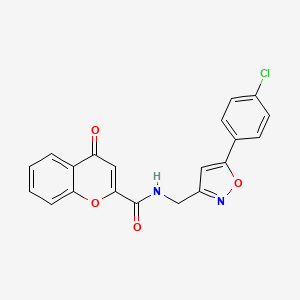 molecular formula C20H13ClN2O4 B2386583 N-((5-(4-chlorophenyl)isoxazol-3-yl)methyl)-4-oxo-4H-chromene-2-carboxamide CAS No. 946210-57-7