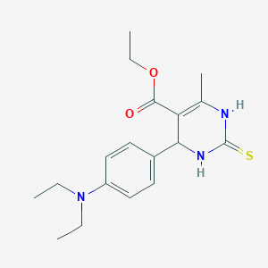 molecular formula C18H25N3O2S B2386585 ethyl 4-[4-(diethylamino)phenyl]-6-methyl-2-sulfanylidene-1,2,3,4-tetrahydropyrimidine-5-carboxylate 