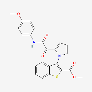 molecular formula C23H18N2O5S B2386590 methyl 3-{2-[2-(4-methoxyanilino)-2-oxoacetyl]-1H-pyrrol-1-yl}-1-benzothiophene-2-carboxylate CAS No. 477872-77-8