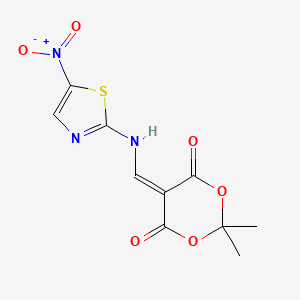 molecular formula C10H9N3O6S B2386614 2,2-Dimethyl-5-[[(5-nitro-1,3-thiazol-2-yl)amino]methylidene]-1,3-dioxane-4,6-dione CAS No. 1024427-41-5