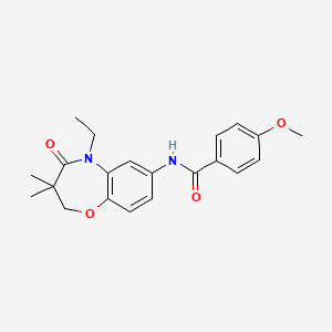 molecular formula C21H24N2O4 B2386617 N-(5-ethyl-3,3-dimethyl-4-oxo-2,3,4,5-tetrahydrobenzo[b][1,4]oxazepin-7-yl)-4-methoxybenzamide CAS No. 921836-88-6
