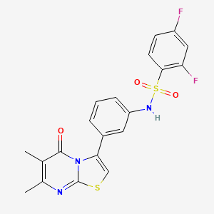molecular formula C20H15F2N3O3S2 B2386634 N-(3-(6,7-dimethyl-5-oxo-5H-thiazolo[3,2-a]pyrimidin-3-yl)phenyl)-2,4-difluorobenzenesulfonamide CAS No. 1020980-78-2